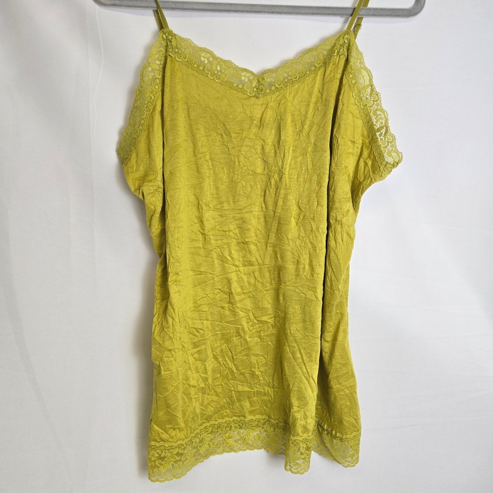 Coldwater Creek Spaghetti Strap Lace Trim Camisole Yellow XL 18 Y2K Layering